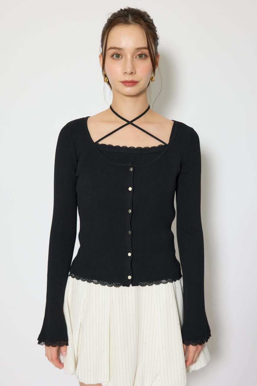 rienda「レースディティールニットカーディガンセット」|ニット・セーター|