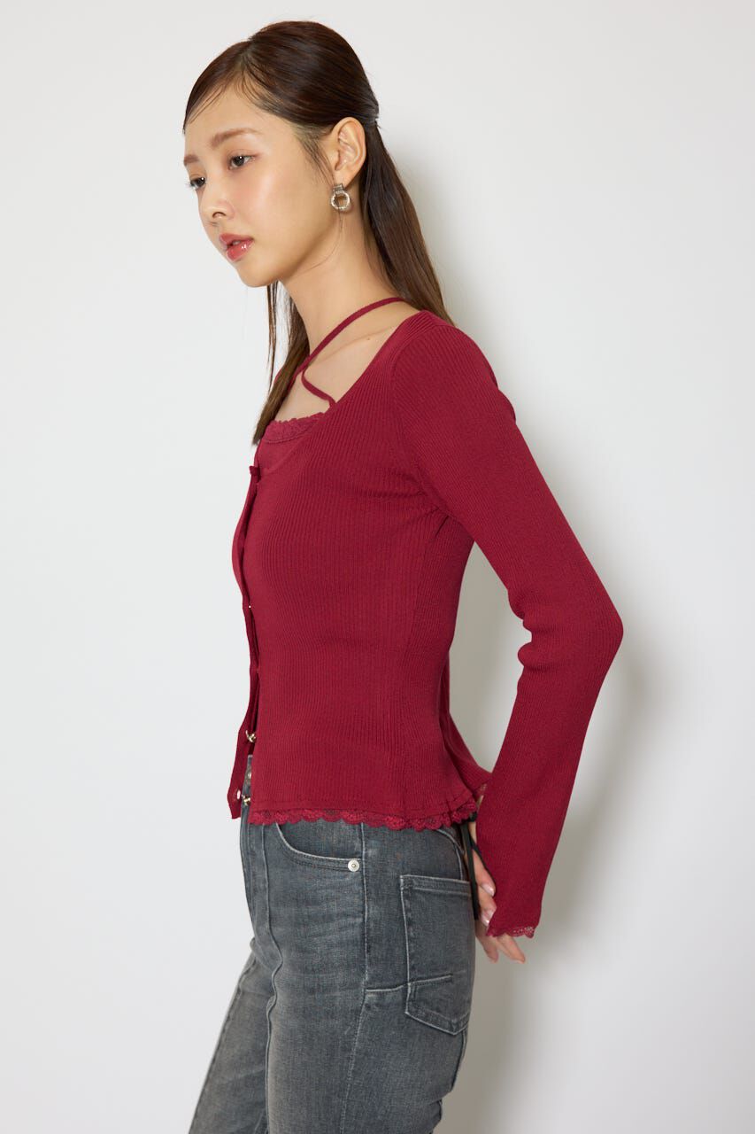 rienda「レースディティールニットカーディガンセット」|ニット・セーター|