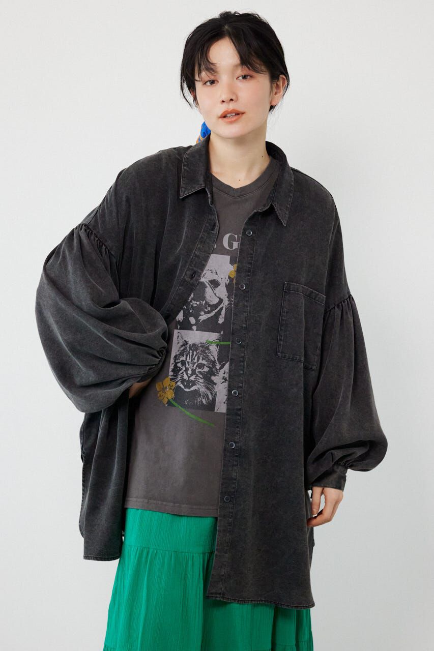 RODEO CROWNS「ボリュームスリーブフレアデニムシャツ」|シャツ・ブラウス|BLK