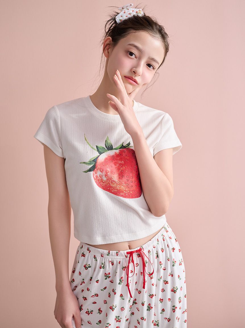 SNIDEL HOME「ストロベリーアイレットミニTシャツ」|ルームウェア|