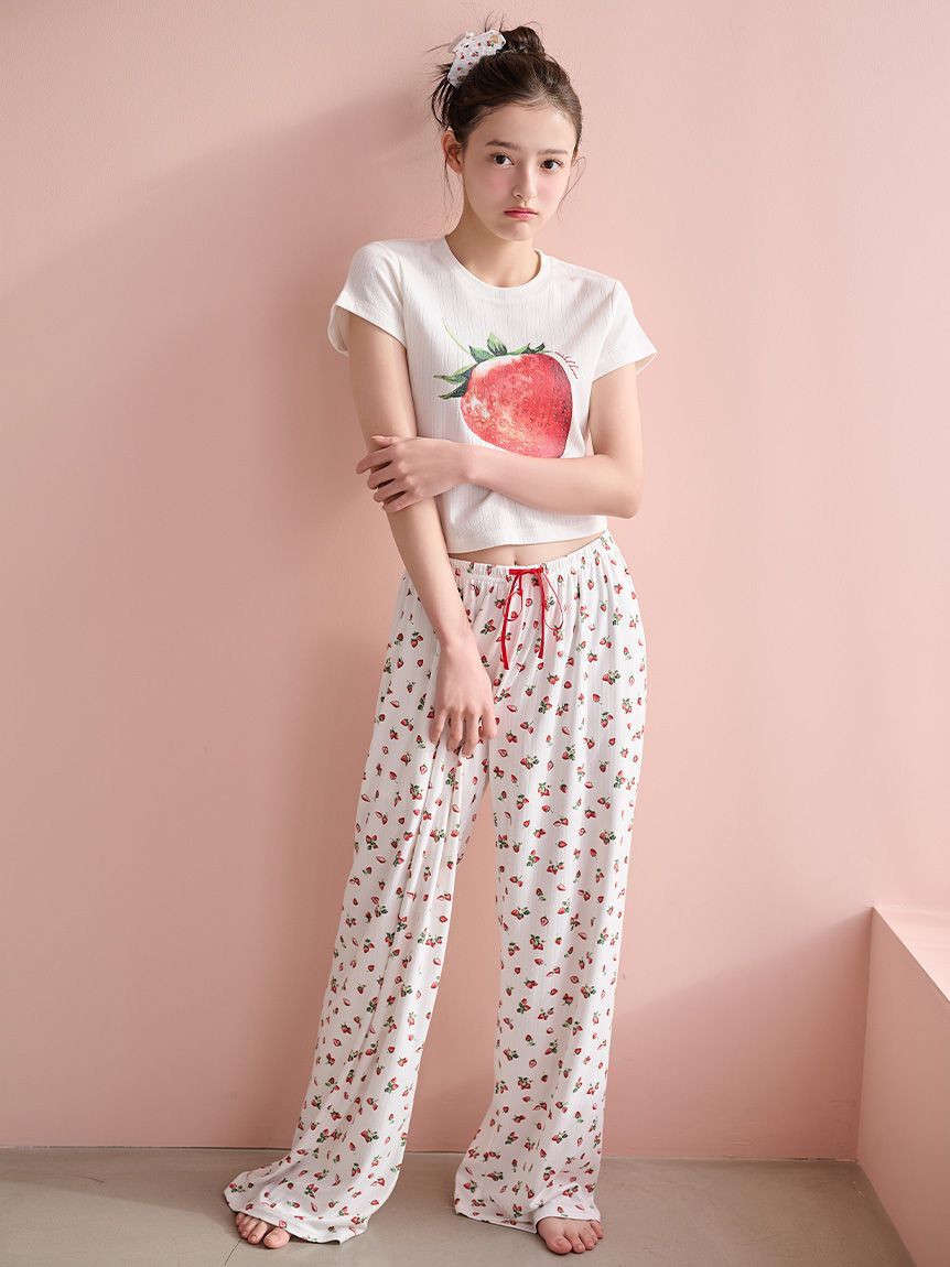 SNIDEL HOME「ストロベリーアイレットミニTシャツ」|ルームウェア|