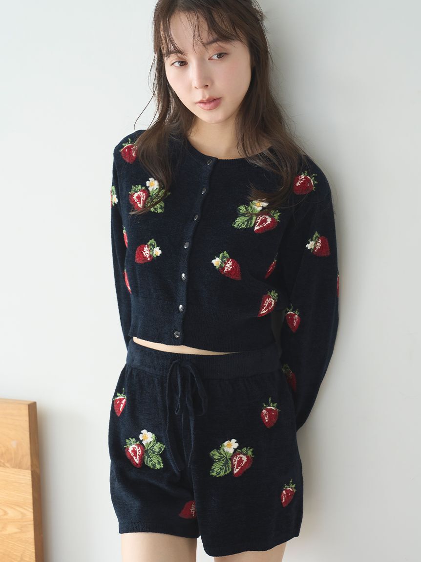 SNIDEL HOME「ストロベリーニットショートパンツ」|ルームウェア|BLK