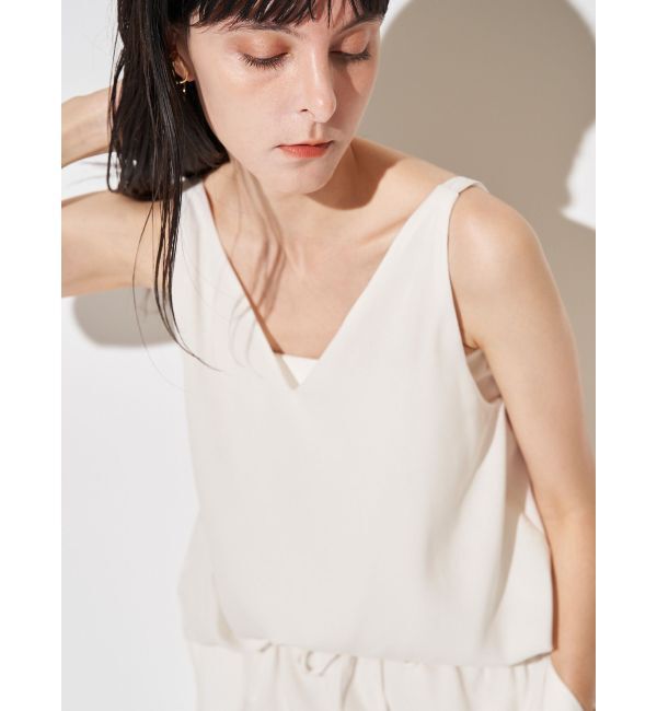 ELENDEEK「SATIN FLARED CAMI」|キャミソール|オフホワイト