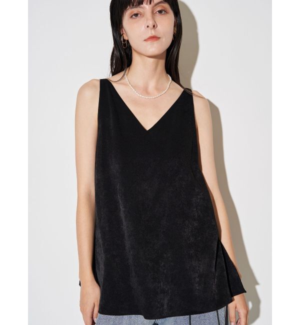 ELENDEEK「SATIN FLARED CAMI」|キャミソール|ブラック