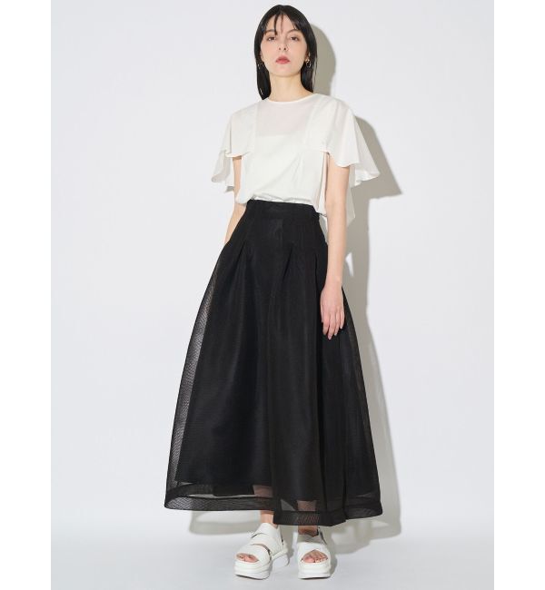 ELENDEEK「MESH BONDING FLARED SK」|スカート|