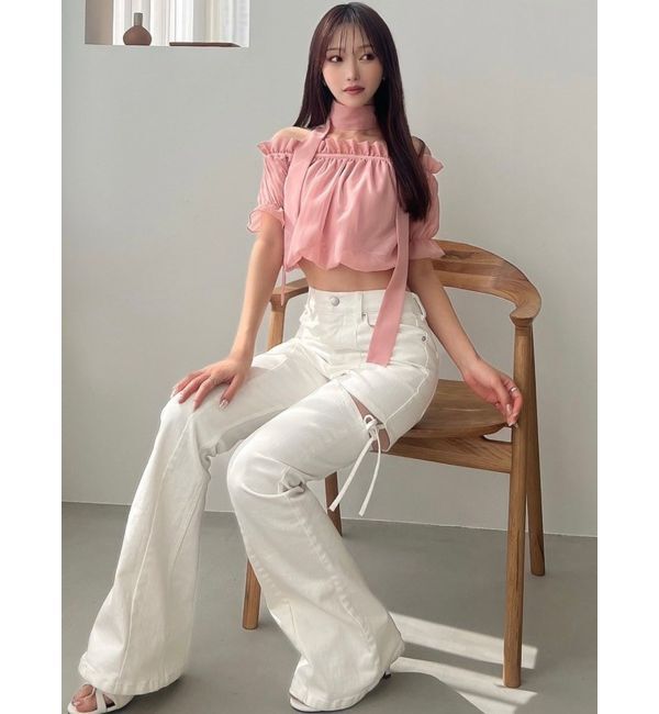 RESEXXY「カットアウトリボンデニムパンツ」|その他|