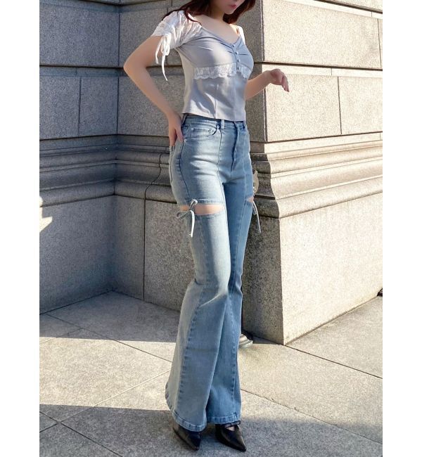 RESEXXY「カットアウトリボンデニムパンツ」|その他|