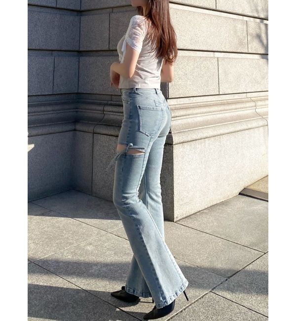 RESEXXY「カットアウトリボンデニムパンツ」|その他|