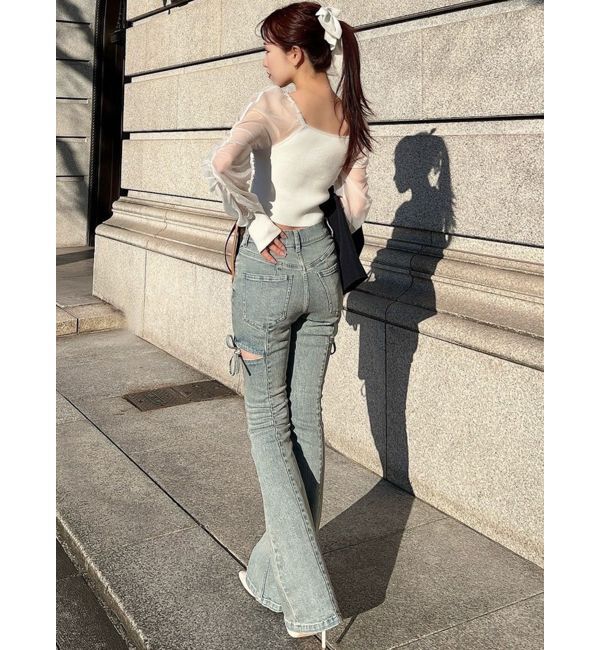 RESEXXY「カットアウトリボンデニムパンツ」|その他|