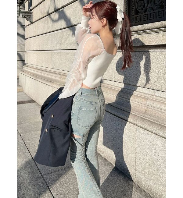 RESEXXY「カットアウトリボンデニムパンツ」|その他|