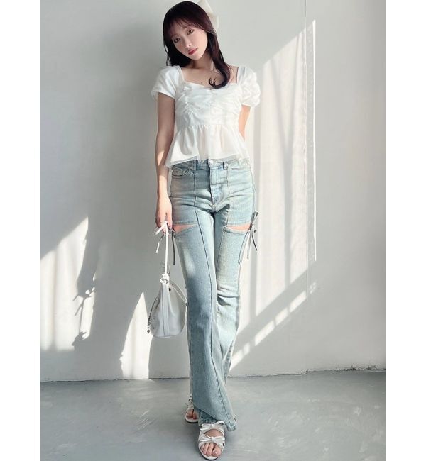 RESEXXY「カットアウトリボンデニムパンツ」|その他|