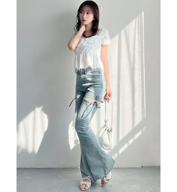 RESEXXY「カットアウトリボンデニムパンツ」|その他|