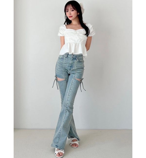 RESEXXY「カットアウトリボンデニムパンツ」|その他|