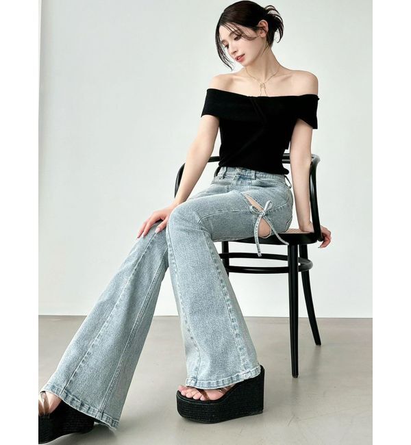 RESEXXY「カットアウトリボンデニムパンツ」|その他|