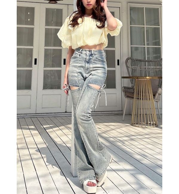 RESEXXY「カットアウトリボンデニムパンツ」|その他|