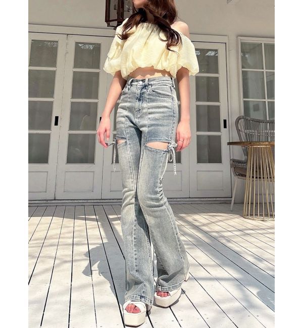 RESEXXY「カットアウトリボンデニムパンツ」|その他|