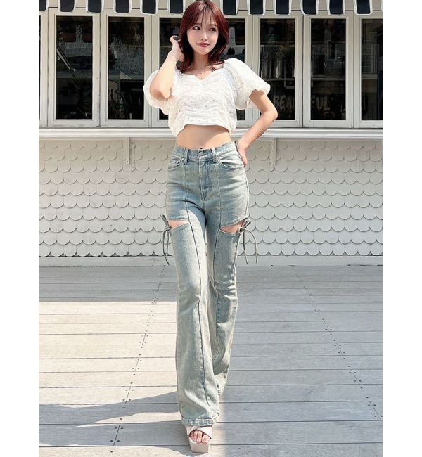 RESEXXY「カットアウトリボンデニムパンツ」|その他|