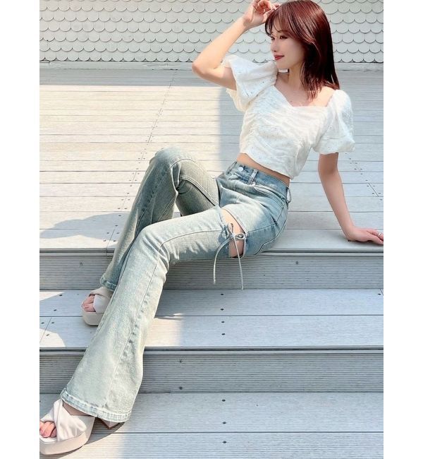 RESEXXY「カットアウトリボンデニムパンツ」|その他|