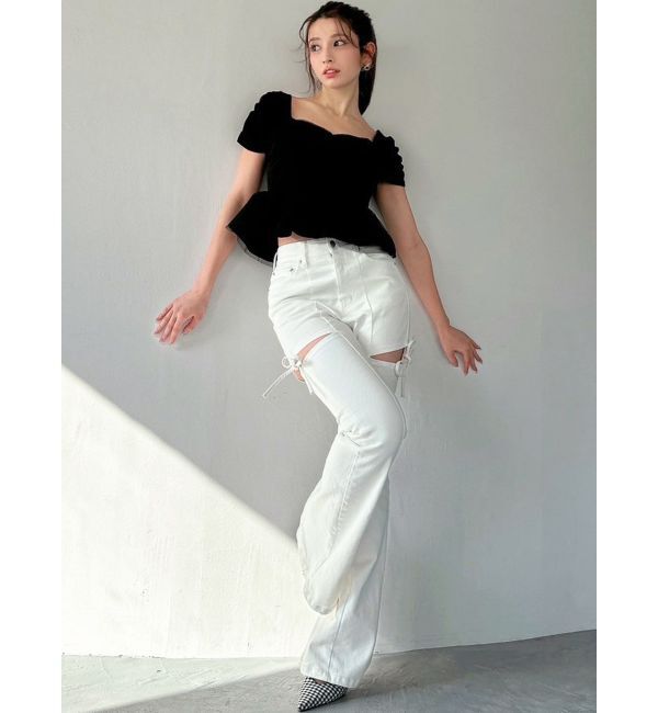 RESEXXY「カットアウトリボンデニムパンツ」|その他|