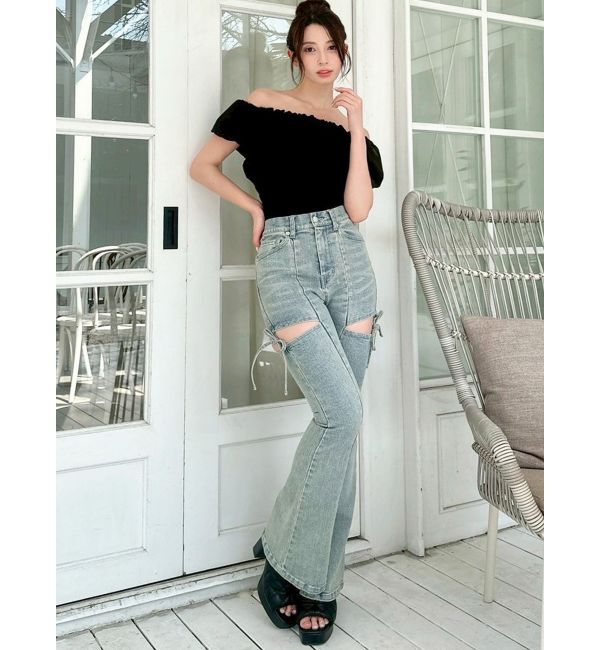 RESEXXY「カットアウトリボンデニムパンツ」|その他|