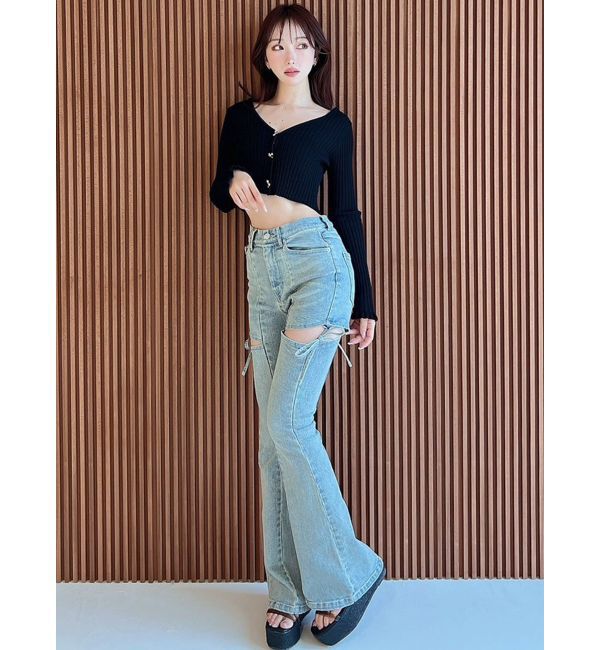 RESEXXY「カットアウトリボンデニムパンツ」|その他|
