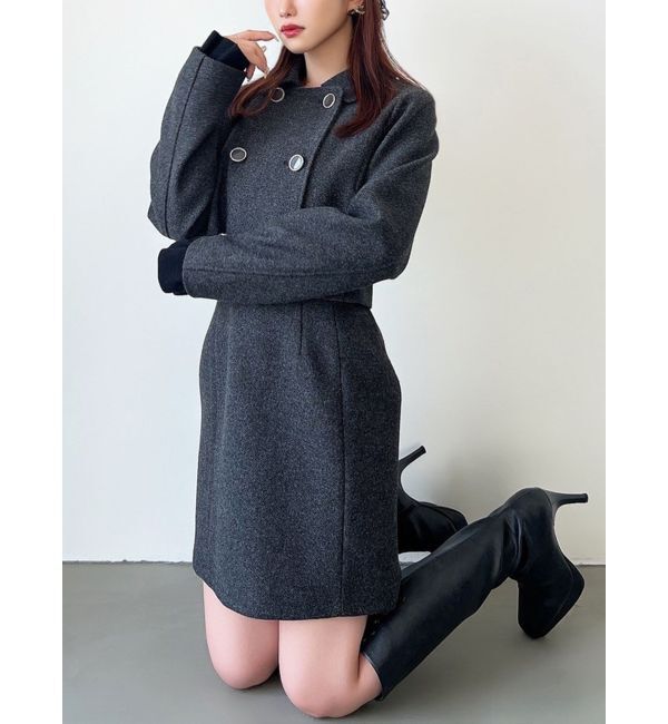 RESEXXY「ダブルブレストショートコート【セットアップ着用可能】」|その他|チャコールグレー