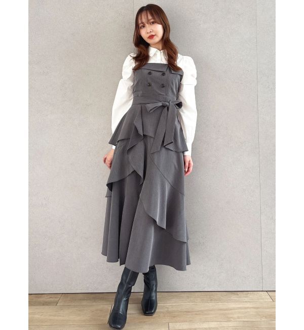 dazzlin「アシメフリルシャツレイヤードトレンチワンピース」|ワンピース|