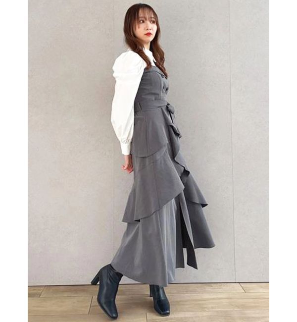 dazzlin「アシメフリルシャツレイヤードトレンチワンピース」|ワンピース|