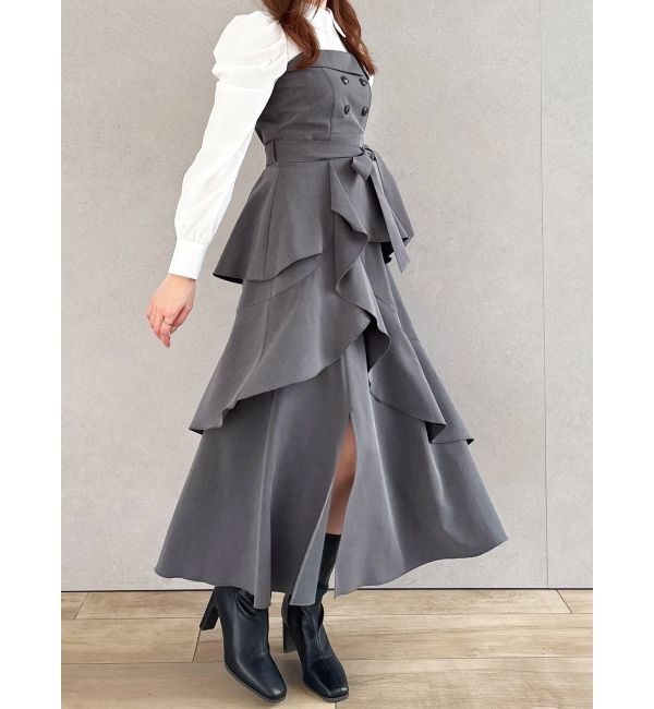 dazzlin「アシメフリルシャツレイヤードトレンチワンピース」|ワンピース|