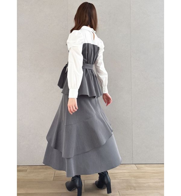 dazzlin「アシメフリルシャツレイヤードトレンチワンピース」|ワンピース|