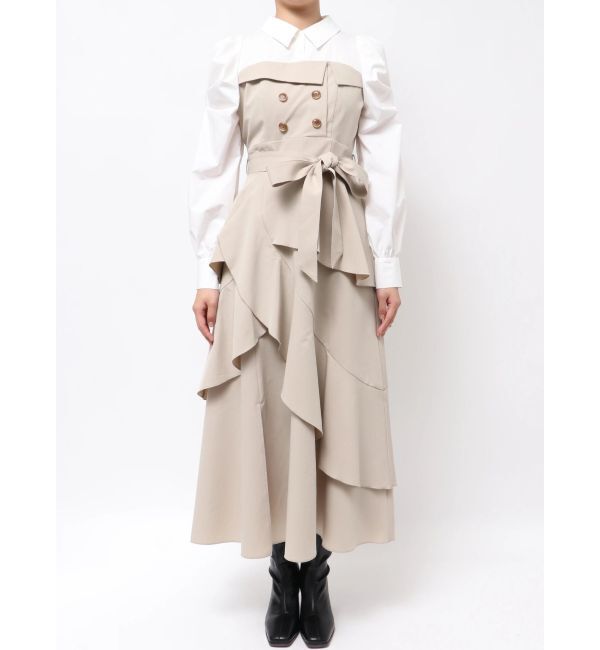 dazzlin「アシメフリルシャツレイヤードトレンチワンピース」|ワンピース|