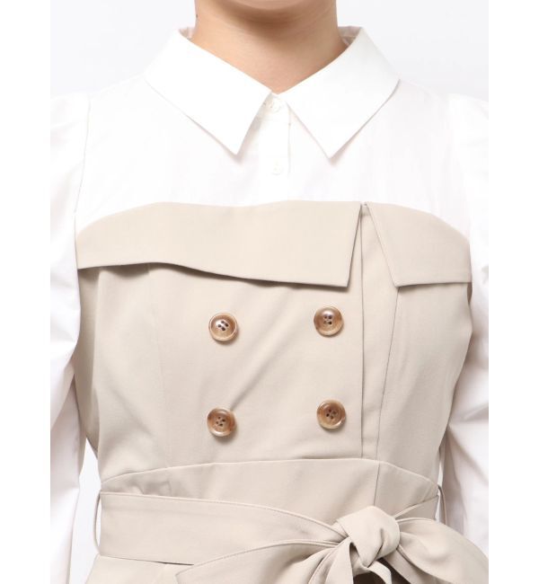 dazzlin「アシメフリルシャツレイヤードトレンチワンピース」|ワンピース|