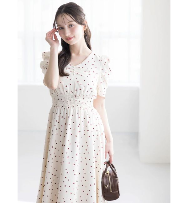dazzlin「【WEB限定】ハートパターンシャーリングワンピース」|ワンピース|
