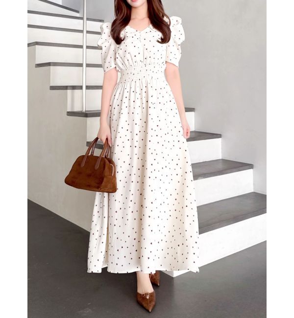 dazzlin「【WEB限定】ハートパターンシャーリングワンピース」|ワンピース|