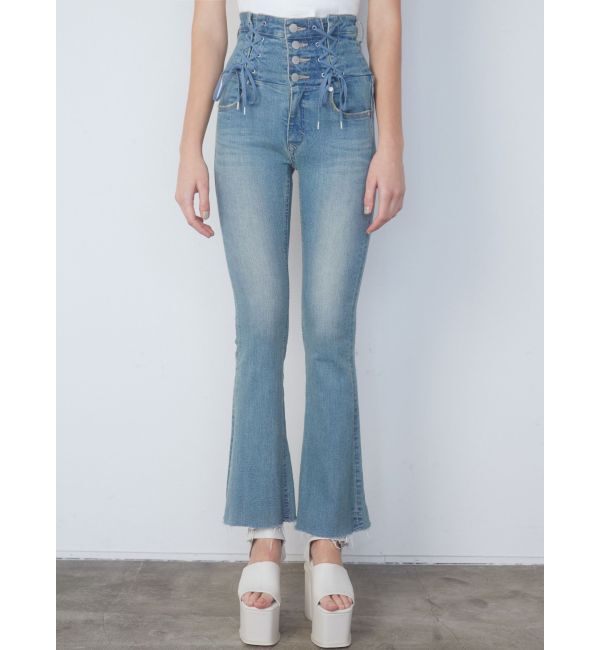 EMODA「Wレースアップハイウエストフレアパギンス」|デニム|