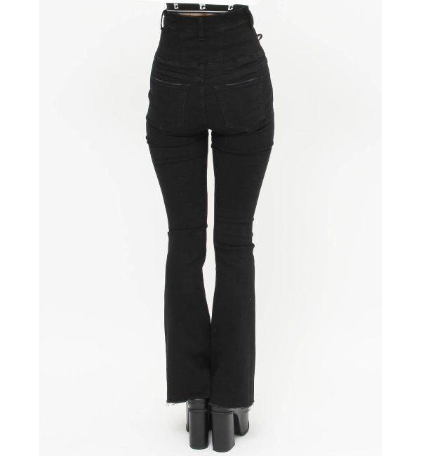 EMODA「Wレースアップハイウエストフレアパギンス」|デニム|