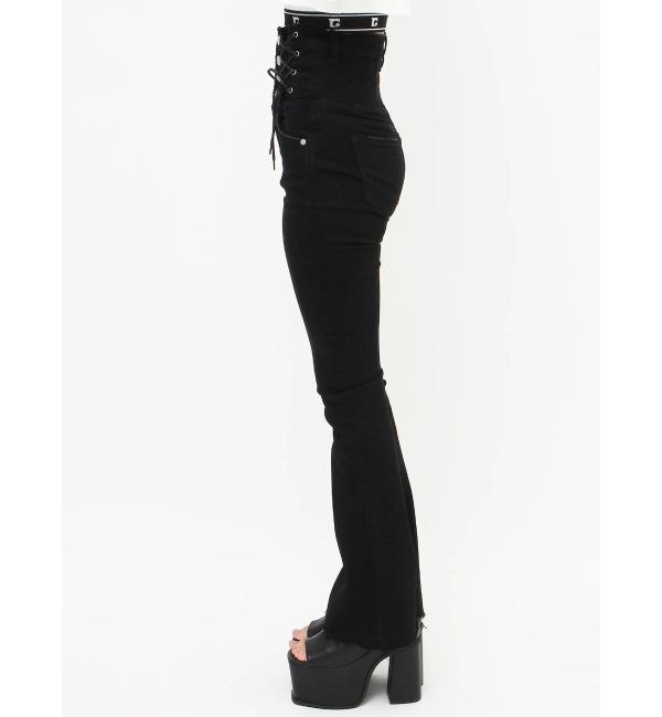 EMODA「Wレースアップハイウエストフレアパギンス」|デニム|