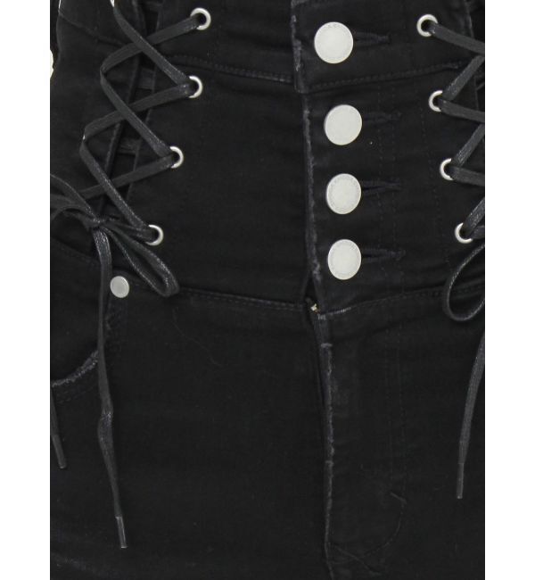 EMODA「Wレースアップハイウエストフレアパギンス」|デニム|