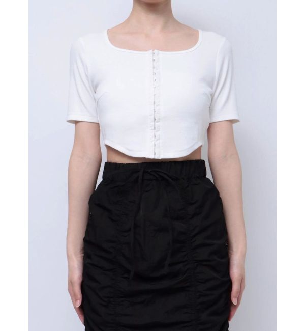 EMODA「ラウンドフックショートトップ」|Tシャツ・カットソー|ホワイト