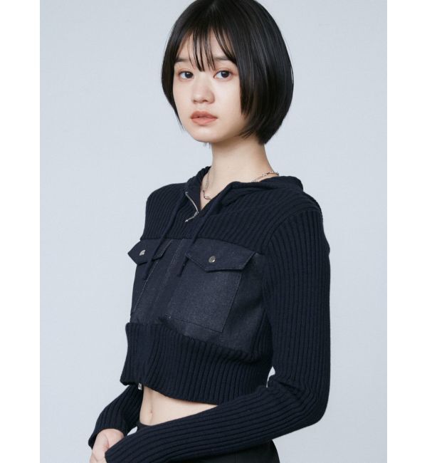 EMODA「ドッキングポケットニットパーカー」|ニット・セーター|