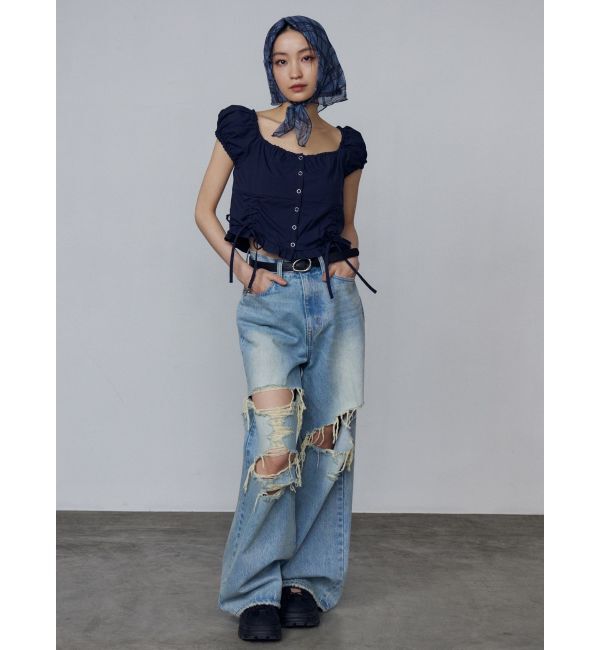 EMODA「ボールドリップドルーズジーンズ」|デニム|