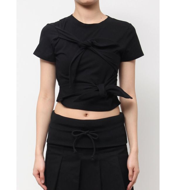 EMODA「ダブルリボンコンパクトTシャツ」|Tシャツ・カットソー|ブラック