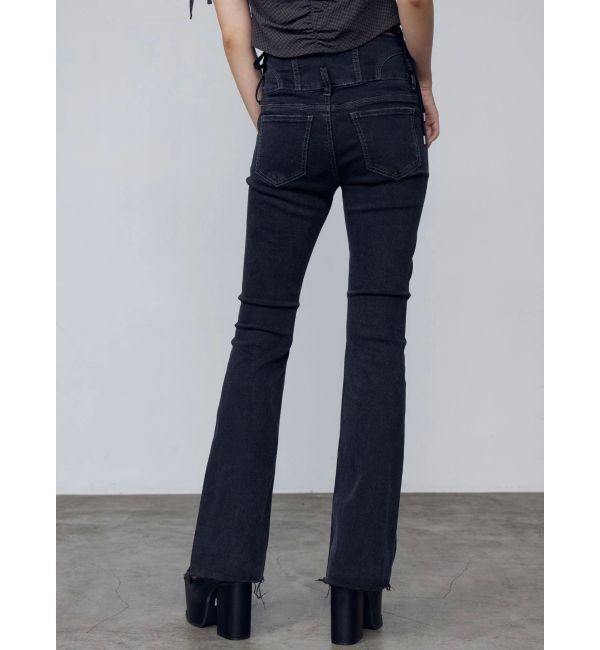 EMODA「サイドオープンハイウエストフレアパギンス」|デニム|