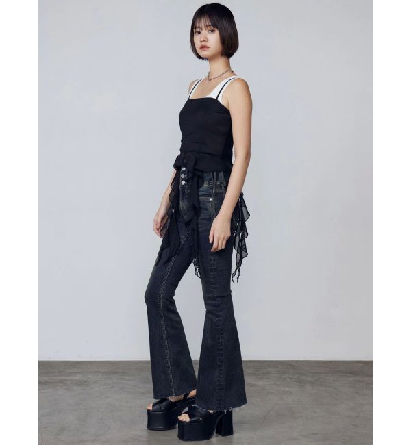 EMODA「サイドオープンハイウエストフレアパギンス」|デニム|