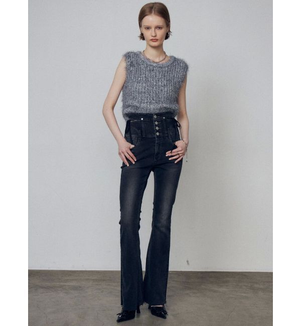 EMODA「サイドオープンハイウエストフレアパギンス」|デニム|