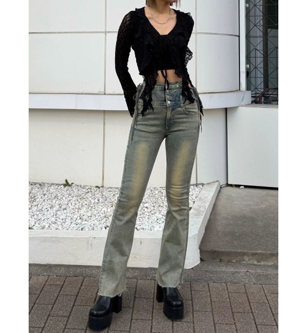 EMODA「サイドオープンハイウエストフレアパギンス」|デニム|