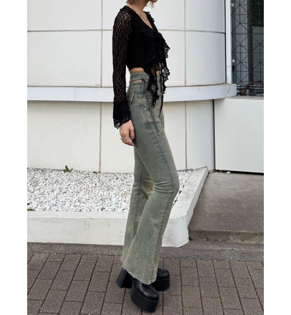 EMODA「サイドオープンハイウエストフレアパギンス」|デニム|