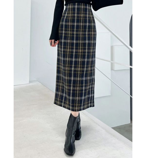 MERCURYDUO「チェックツィードタイトスカート」|スカート|