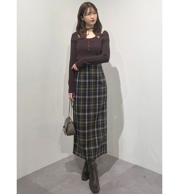MERCURYDUO「チェックツィードタイトスカート」|スカート|