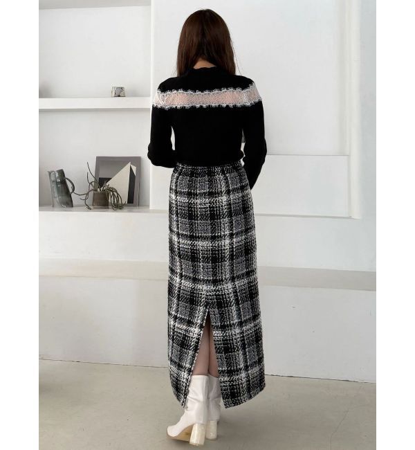 MERCURYDUO「チェックツィードタイトスカート」|スカート|